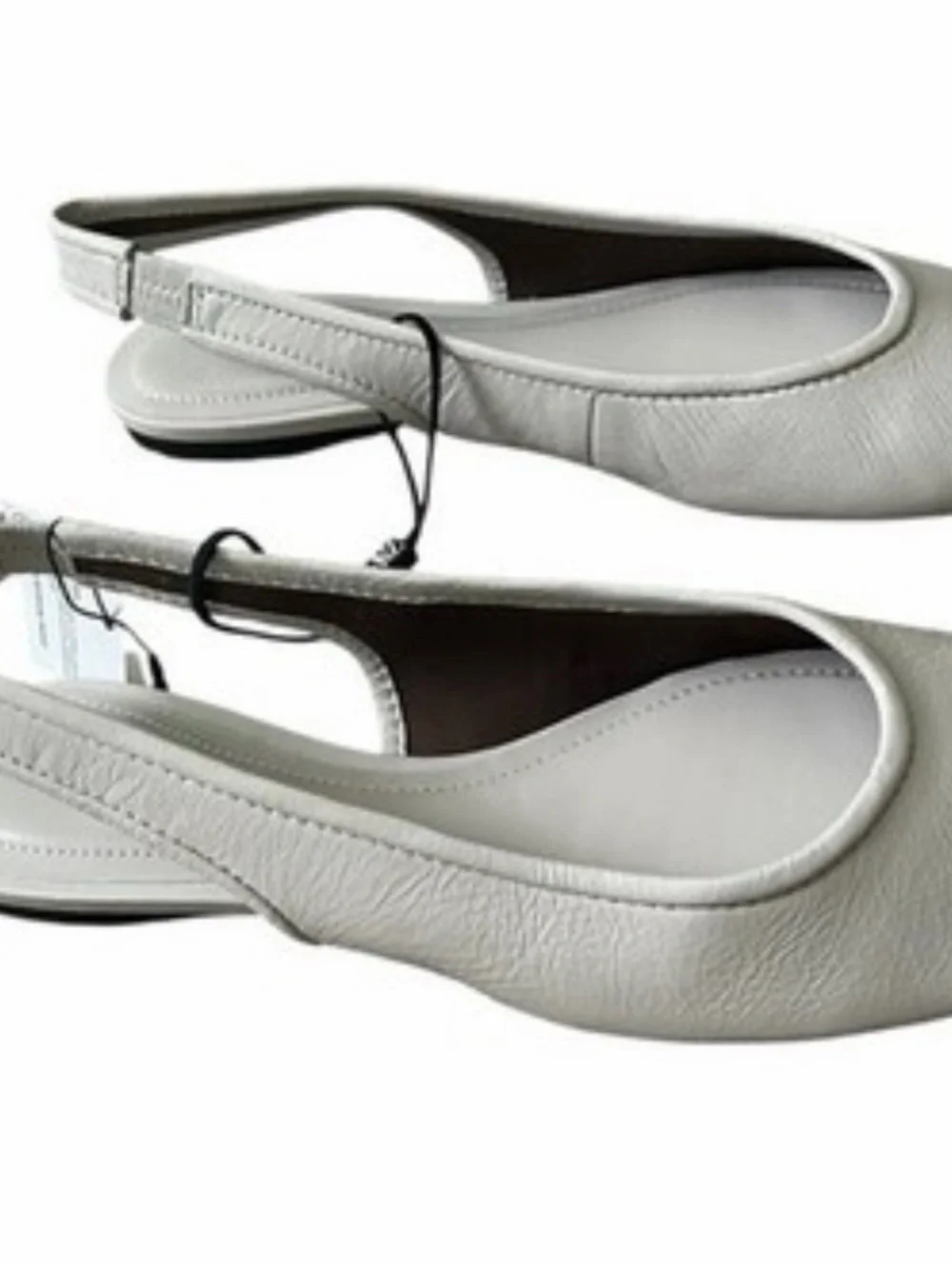 NWT* Zara Cream Grey Slingback Rounded-Toe Ballet Flats